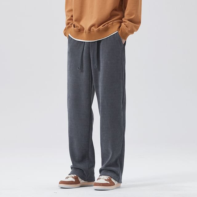 Nataro-Mid Rise Plain Straight Leg Sweatpants