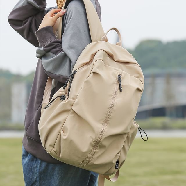 EAVALURE-Plain Drawstring Nylon Backpack