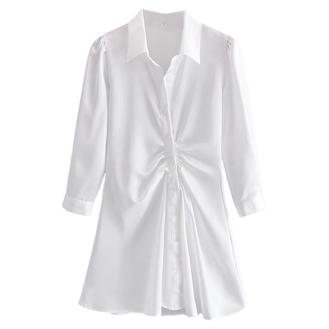 navy blue dress for baby girl Dress: Asymmetric White Cotton Poplin Shirt Dress