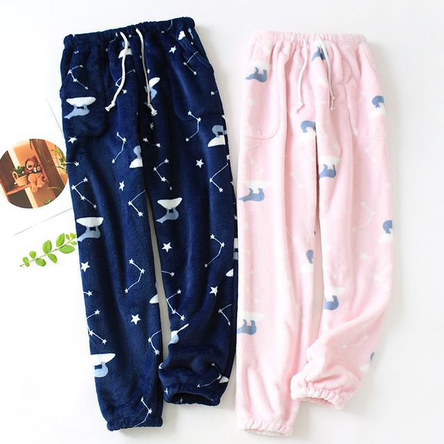 Couple-Matching Fleece Printed Pajama Pants