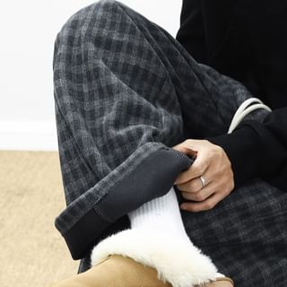 VEAZ-High Waist Plaid Wide Leg Pants