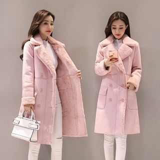 Sienne Plain Fluffy Midi Double-Breasted Coat Sale