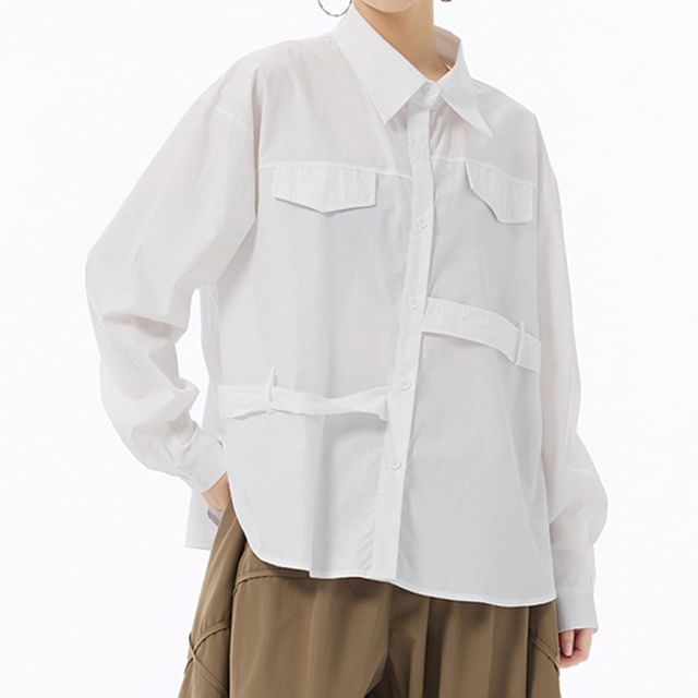 KUMI-Long-Sleeve Plain Shirt