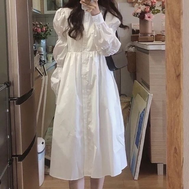 simple short wedding dresses with sleeves Beach Modest Simple Puff Short Sleeves Wedding Dress Princess Minimali –  DorrisDress main image 1