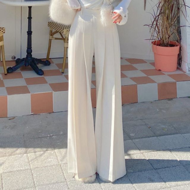 Coris - High Waist Plain Wide Leg Dress Pants | YesStyle