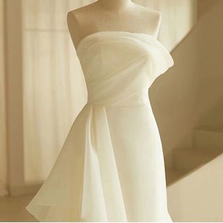 DreesHouse-Strapless Ruffled Mermaid Wedding Gown