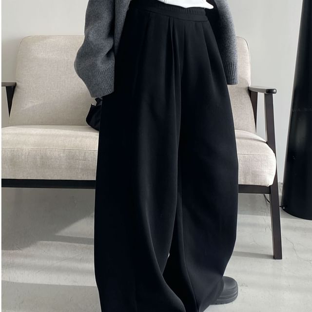 Cossita-High Waist Plain Baggy Pants