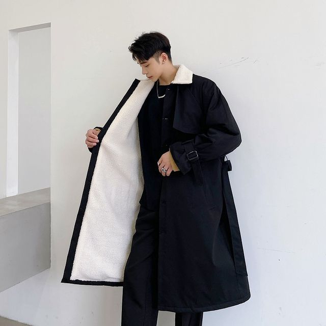 Profesho - Fleece-Lined Long Trench Coat | YesStyle