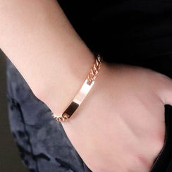 Tenri - Couple Matching Stainless Steel Polished Bar Bracelet Tenri - Couple Matching Stainless Steel Polished Bar Bracelet