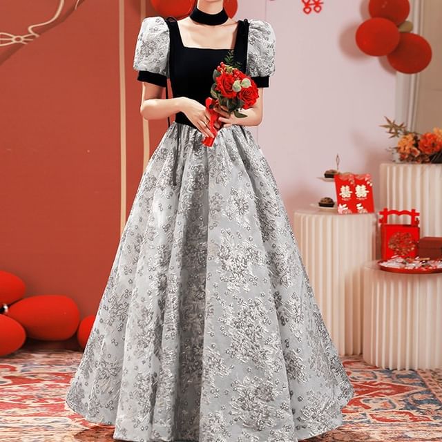 angel sleeve evening dress Sheer Embellished Long Sleeve Evening Gown in Almond - 4