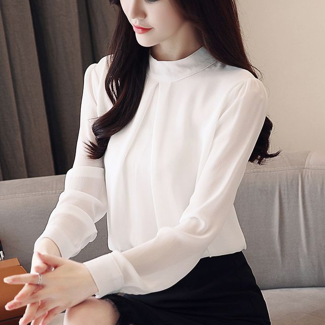 Sienne-Mock Neck Plain Blouse