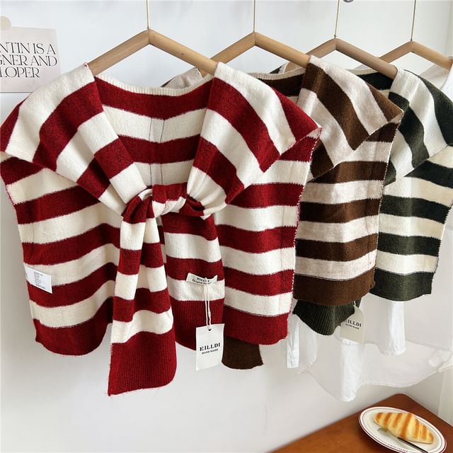 Frior-Striped Knit Shawl