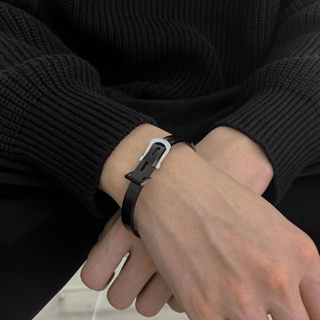 Black Degree-Buckled Bangle