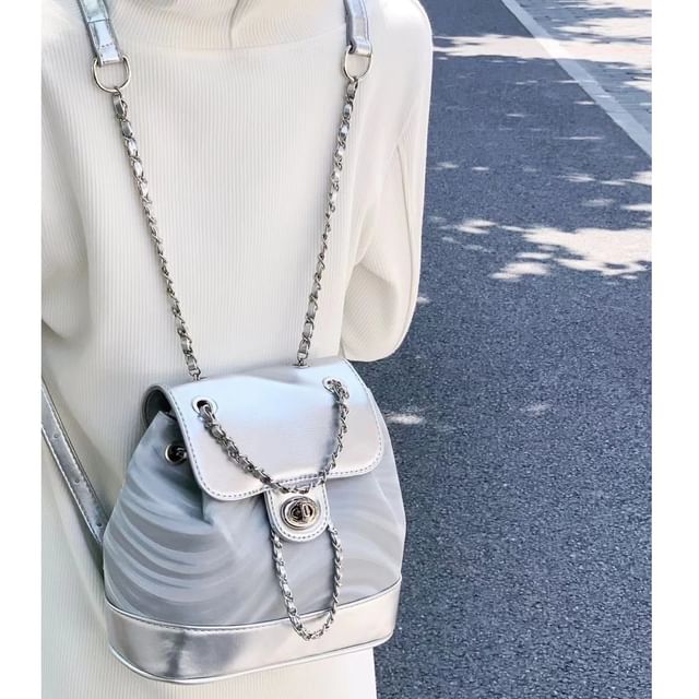 Basaran-Faux Leather Flap Backpack