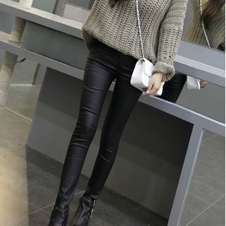 gray faux leather pants