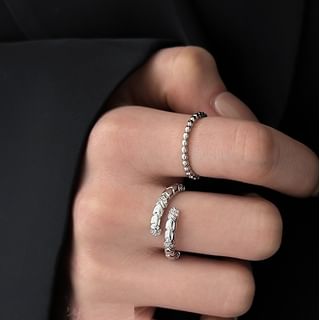 Jael-Bead Alloy Open Ring Rhinestone Wrap Around Alloy Open Ring