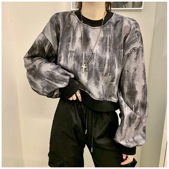 Everose-Tie Dye Cropped Sweatshirt