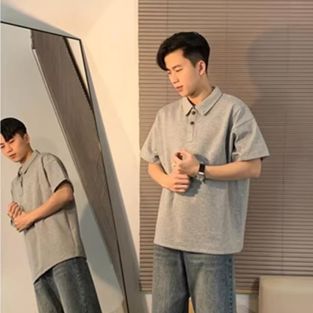 Kimeya-Elbow-Sleeve Plain Polo Shirt