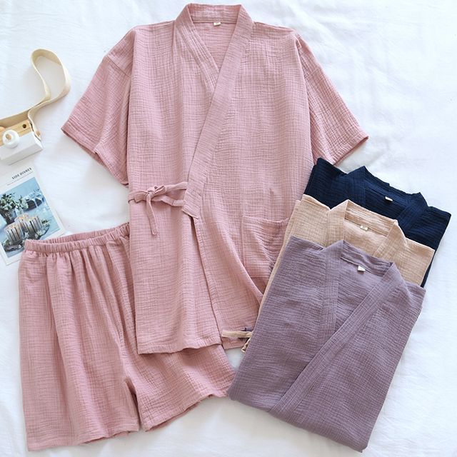 Somnus-Couple Matching Elbow-Sleeve Pajama Set
