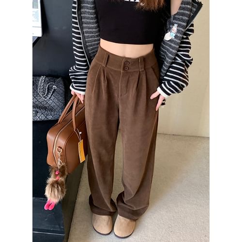 High Waist Corduroy Straight Leg Pants