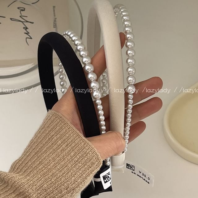 Gemsha-Faux Pearl Double Layer Headband