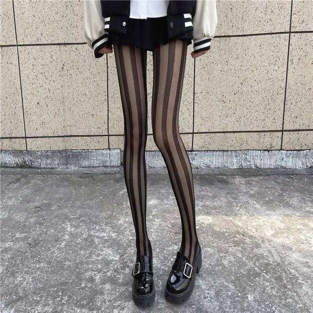 Gentiana-Striped Sheer Tights