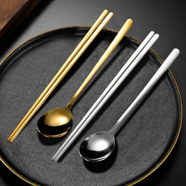 Nommon Stainless Steel Korean Chopsticks Spoon Set Yesstyle 0157