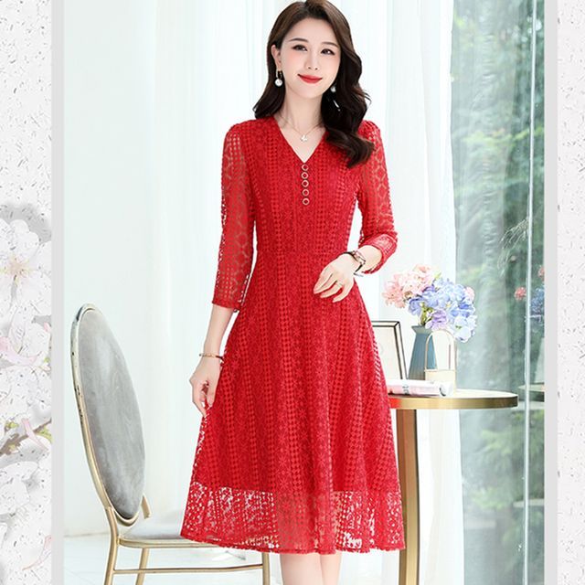 bebe white lace dress Lace Knitted Dress - Newborn main image 0