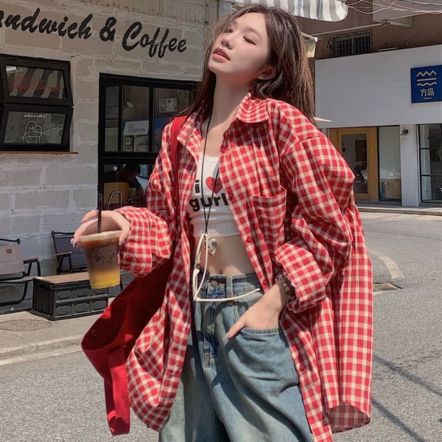 Duwnie-Plaid Button-Up Shirt
