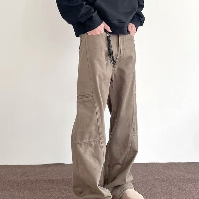 Real Boy-Mid Rise Washed Wide Leg Cargo Jeans