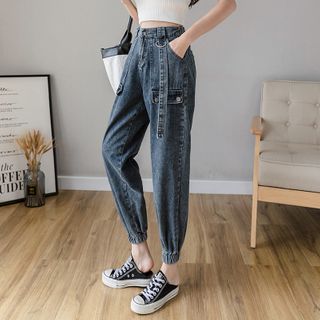 Windune - High-Waist Cropped Harem Cargo Jeans | YesStyle