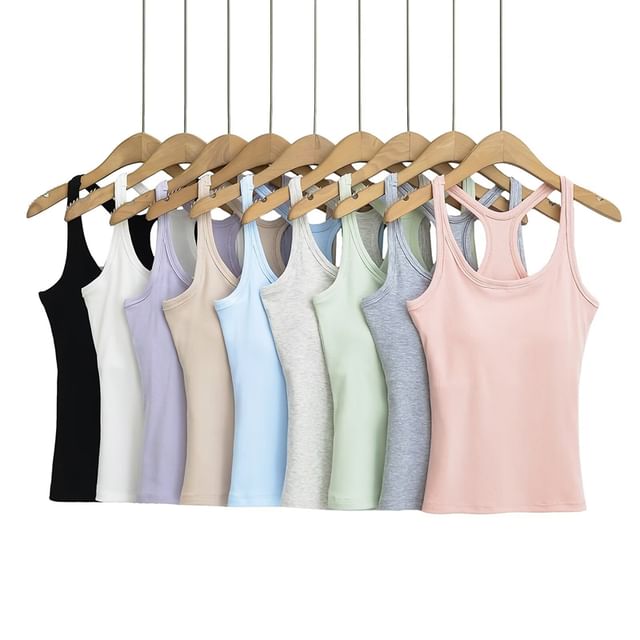 Ulark-Racerback Plain Tank Top