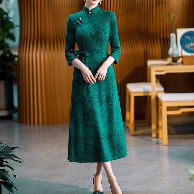 golden buttoned midi dress Belted Midi Dress With Gold Buttons main image 0
