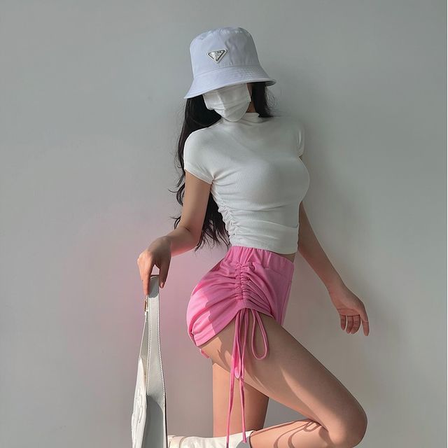 RainGirl-Drawstring High Waist Shorts