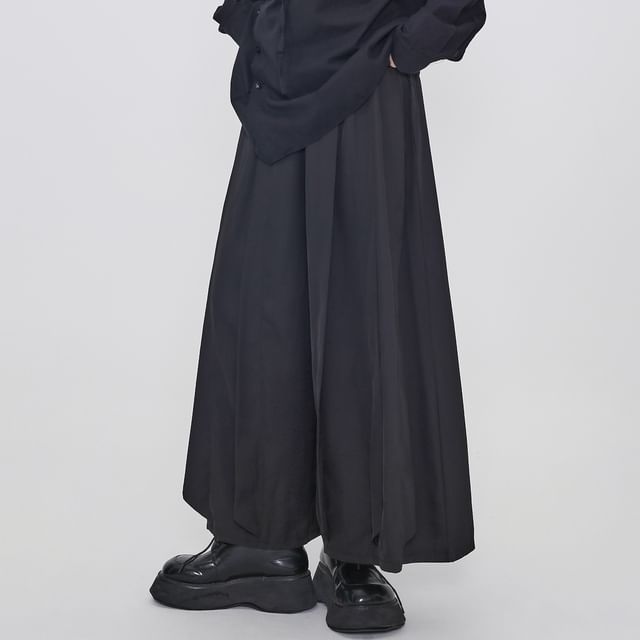 Ravenstem-High Waist Plain Cropped Culottes