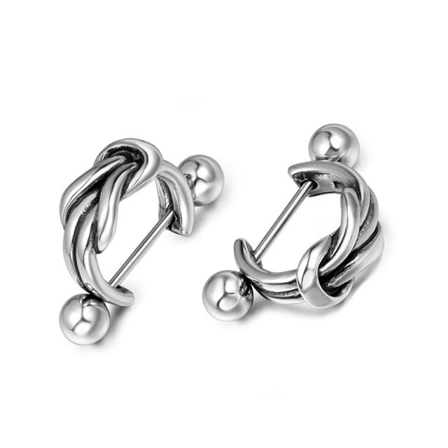 Prushia-Knot Stainless Steel Huggie Earring