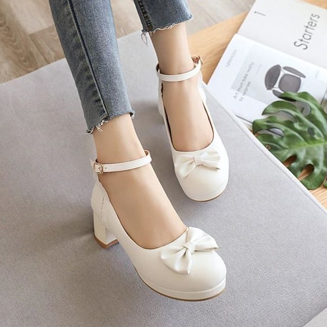 Freesia Ankle Strap Bow BlockHeel Pumps YesStyle