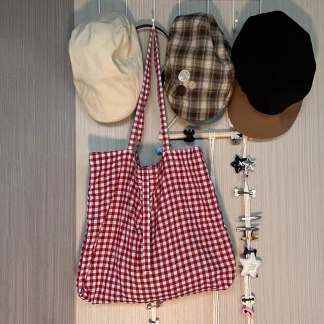 Mulgam-Gingham Canvas Tote Bag