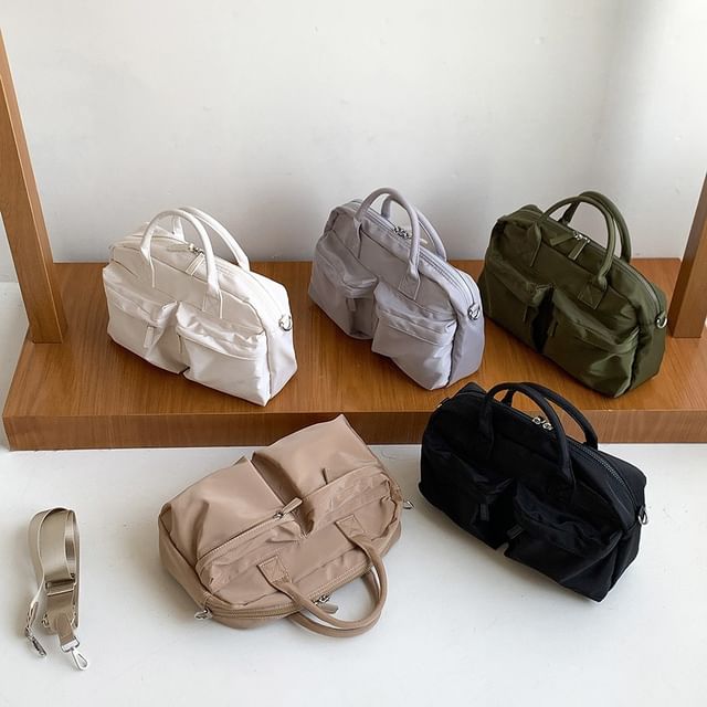 FAYLE-Plain Nylon Crossbody Tote Bag