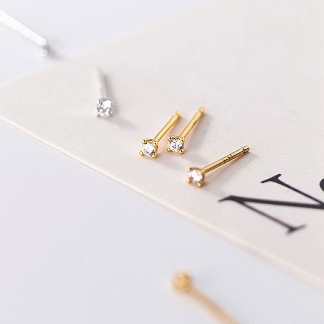 A-ROCH-S925 Sterling Silver Rhinestone Stud Earring