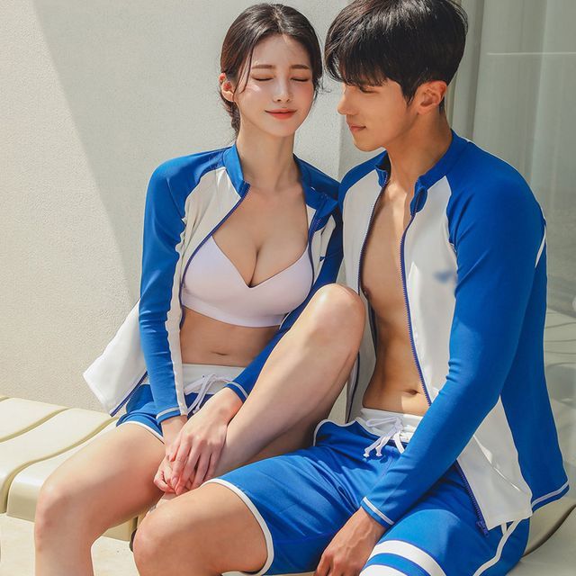 Korean His And Her Matching Bathing Suits Korean-Style One-Piece