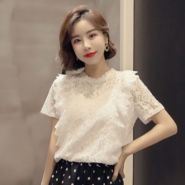 Everose-Short-Sleeve Lace Top