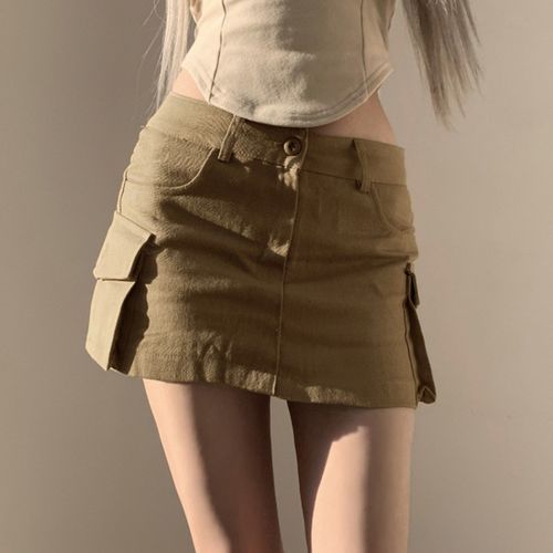 BrickBlack - High-Waist Mini A-Line Skirt