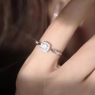 Parskletie-925 Sterling Silver Rhinestone Open Ring