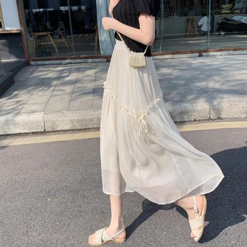 Drawstring 2025 chiffon skirt