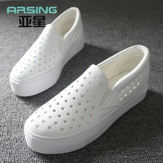 Solejoy-Faux-Leather Cutout Slip-Ons