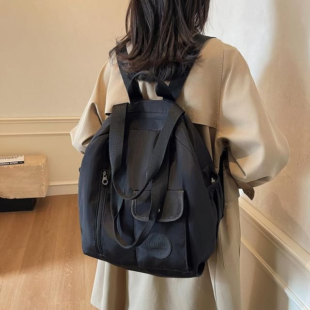 EAVALURE-Plain Fabric Backpack Tote