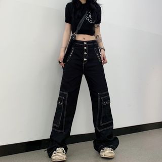 MELLO - High Waist Wide Leg Cargo Jeans