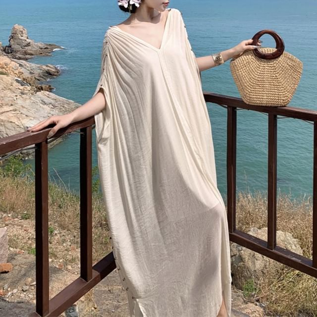 chinese dress ladies OFF-SHOULDER LONG SHIFT DRESS IN WHITE | CULT MIA
