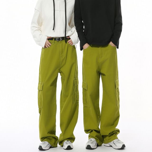 FAERIS-High Waist Wide Leg Cargo Jeans